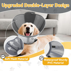 Vithael dog cone outer layer durable PVC provides reliable protection.