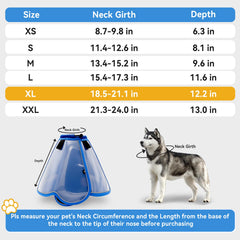 Vithael dog cone adjustable fit with hook-and-loop strap for secure wear