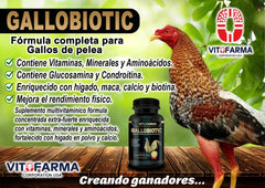 Gallobiotic label graphic detailing glucosamine and chondroitin for joint support in poultry