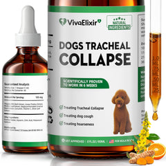 VivaElixir Dog Cough Liquid bottle pour facilitates precise dosing for fast throat relief.