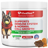 VivaElixir dog lumps supplement bottle illustrating immune-support formula for dogs