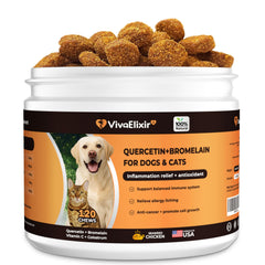 VivaElixir Quercetin & Bromelain bottle for dogs and cats supports skin comfort