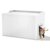 Viviendo cat litter box enclosure with door conceals litter and controls odors.