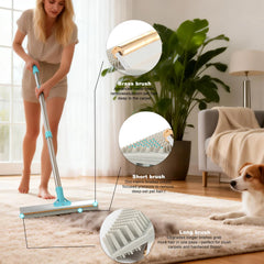 Vivifying 3-section handle extended demonstrates reach for full-room cleaning.