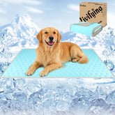 Vivifying dog cooling blanket with ice silk surface for quick cooling.