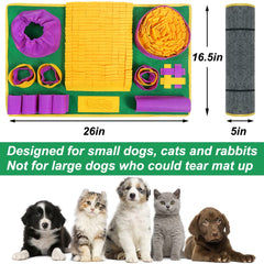 Vivifying Snuffle Mat enhances enrichment through interactive foraging and problem solving.