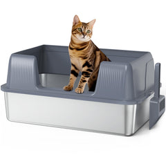 Vivifying XL stainless steel litter box top view showing roomy interior