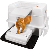 Vivifying side-entry litter box offers spacious comfort for large cats.