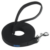 Vivifying waterproof dog leash 20ft black, PVC coated, ideal for outdoor training.