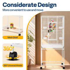 VIVOHOME cage with flat-top design maximizes play space for birds