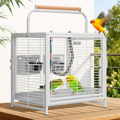 VIVOHOME travel cage front view, sturdy iron frame ensures safer bird transit.