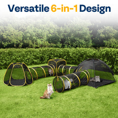 VIVOHOME outdoor cat enclosure net tent provides airy space for lounging and sunbathing