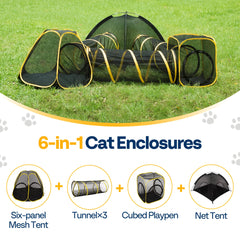 VIVOHOME six-panel mesh tent offering breathable safety for multiple cats