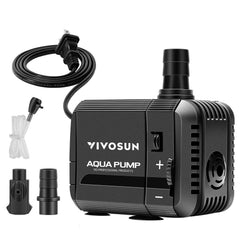 VIVOSUN 130GPH submersible pump top view for quiet fountain circulation.