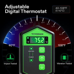 VIVOSUN far-infrared heat provides even warmth across terrarium.