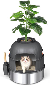 Vokolesd three-section hidden cat litter box with plant disguise blends discreetly into living rooms