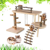 VolksRose wooden hamster playground platform showcases natural wood for safe climbing.