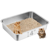 Volope stainless steel cat litter box overview shows compact, durable design for small spaces.