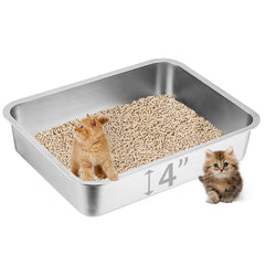 Volope stainless steel cat litter box overview shows compact, durable design for small spaces.