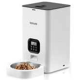 Voluas automatic cat feeder front view with 6L storage for ready meals.