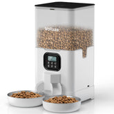 Voluas automatic cat feeder for two cats with dual bowls ready for meals.