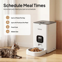 Voluas portion-control dispensing demonstrates precise meal sizing for pets.