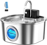 Voluas stainless steel cat fountain with flowing water encourages hydration.