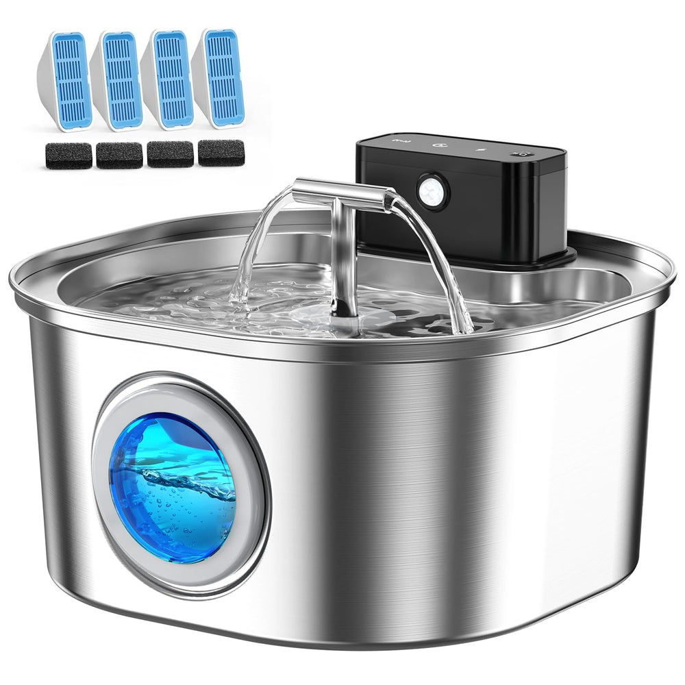 Voluas stainless steel cat water fountain with continuous flow for steady hydration