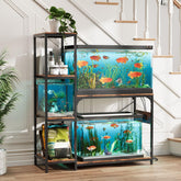 VOWNER fish tank stand with integrated power outlets for tidy device management.