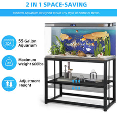Dimensions image shows the 48.5 inch length for tank compatibility.