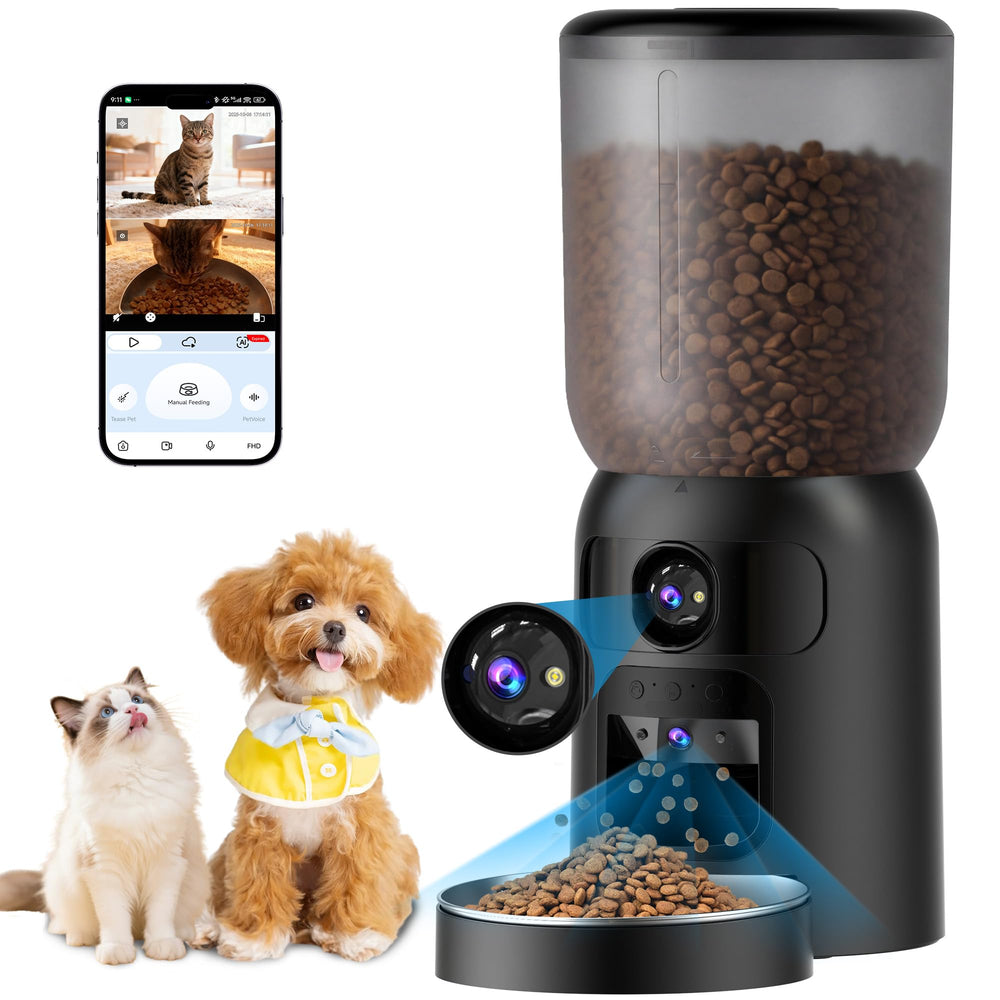 Voxblend automatic cat feeder with dual camera for real time monitoring