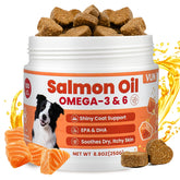 VUN Salmon Oil for Dogs bottle pour shows coat shine and healthy skin.