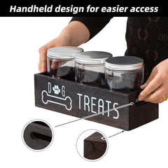 VZODESR three-jar storage showcases neatly organized treats and kibble.