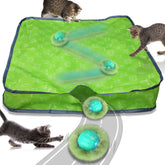 Waaiio interactive cat toy ball in pouch entices curious indoor cat to explore.