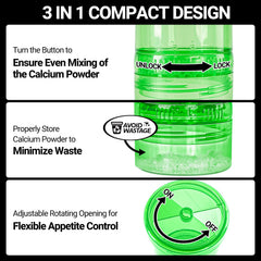 WACOOL TERRA rotating calcium storage prevents waste and keeps powder handy