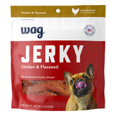 WAG packaging displays whole-muscle chicken jerky for premium dog treats