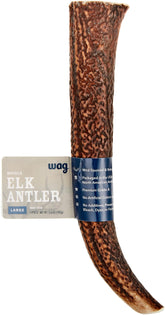 WAG elk antler chew, whole piece for dogs, long-lasting for aggressive chewers.