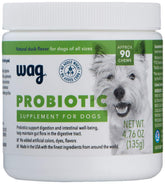 WAG Probiotic Dog Chews bottle front supports daily digestion
