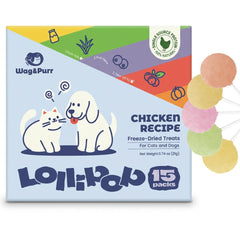 Wag&Purr Chicken Lollipops pack for cats, high-protein training rewards.