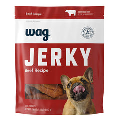 WAG Soft & Tender beef jerky in a 24 oz bag, ideal for rewards.