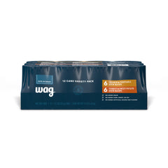 WAG wet dog food stew can with chicken and turkey in gravy for a hearty meal