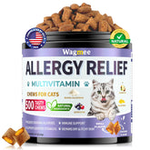 Wagmee cat allergy relief chews bottle pour for easy daily allergy support