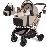 WagvyGo small-dog-stroller folded with carrier attached for fast storage