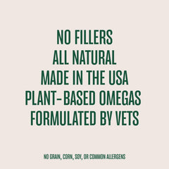 Label on WagWell Omega Oil showing vet formulation and plant-based omega blend