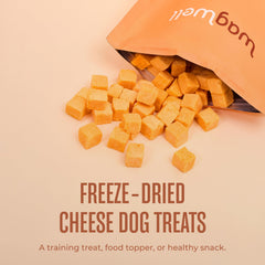WagWell cheese treats close-up highlighting airy texture and cheddar aroma.