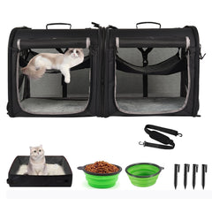 Wakytu 2-in-1 pet carrier fully assembled with breathable mesh for comfortable travel.