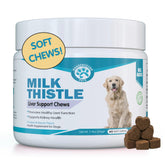 Wanderfound Milk Thistle dog bottle front shows tasty salmon-bacon flavor for liver support