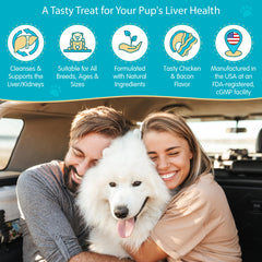 Wanderfound Milk Thistle dog bottle side highlights USA-made liver support