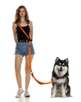WANFIRE hands-free leash in shoulder-strap mode for comfortable hands-free control.