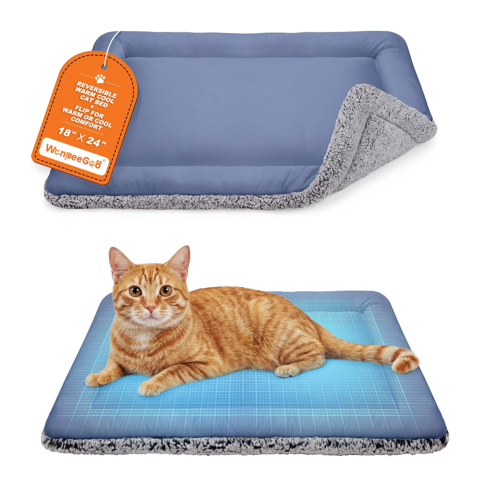 WanpeeGoo self-warming bed with reversible design for year-round comfort.